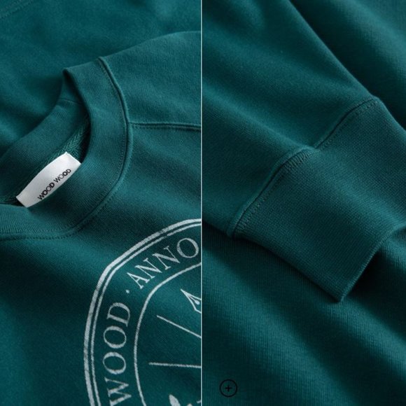 Wood Wood Sweatshirt - Organic Cotton - Emerald Green - Hope Insignia - NEW - Picture 4 of 7